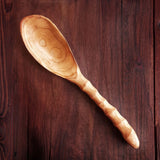 Handcarved wooden chef spoon utensil kitchen gadget wood cherry on spoon