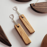 Wooden Rectangle Bar Earring Anniversary Jewelry Pair