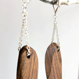 Dangle Earring Wooden Feather Shaped
