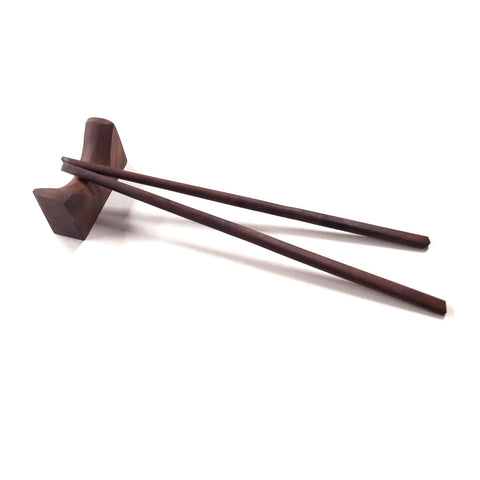 Walnut wood handmade chopstick set and rest