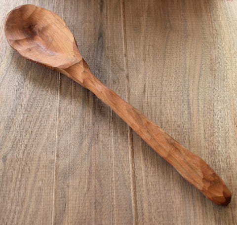 Handcarved wooden chef spoon utensil kitchen gadget wood cherry on