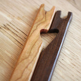 Handcarved walnut and cheery oven rack puller pusher
